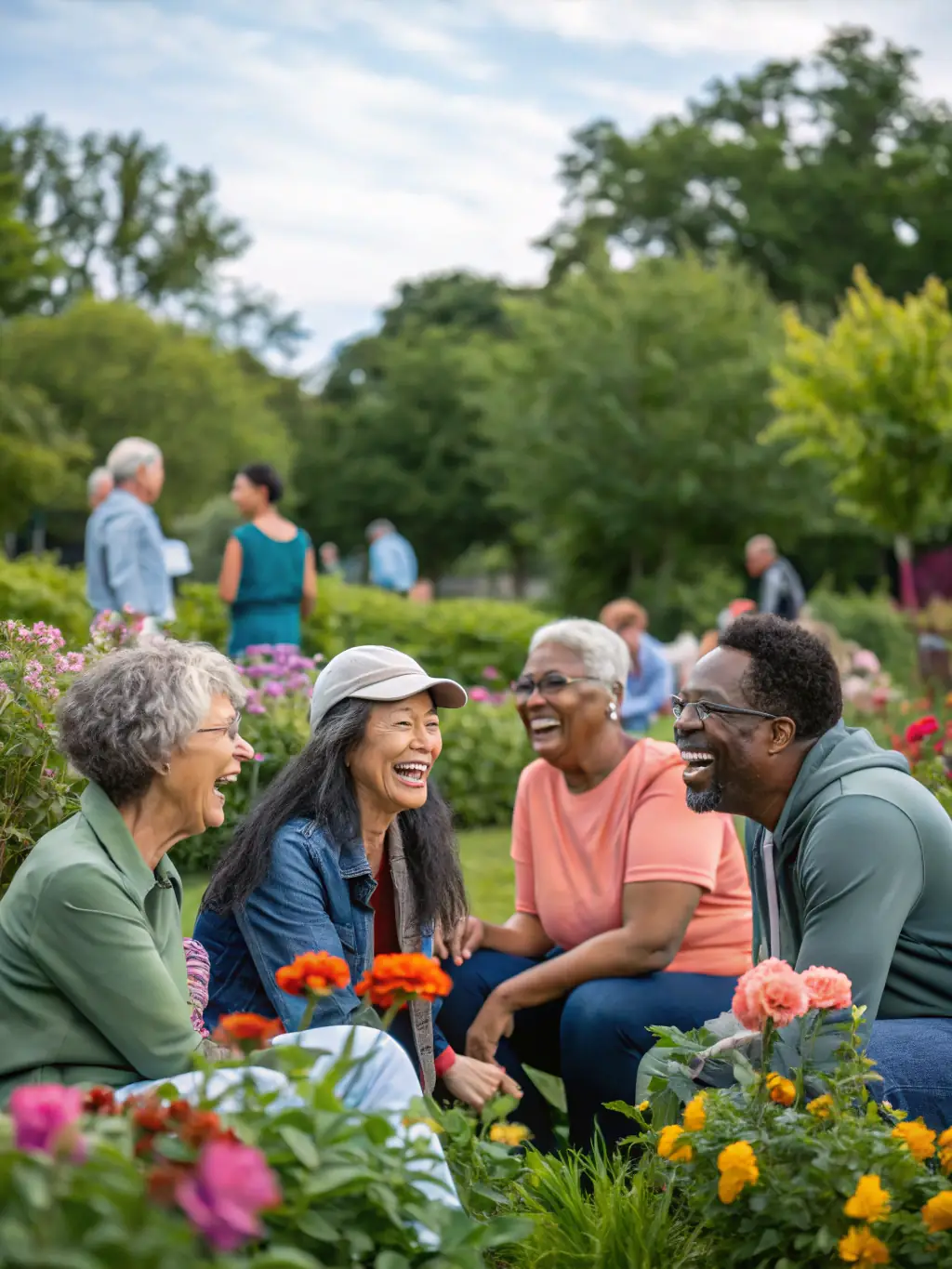 A heartwarming image of community members enjoying a WIND MILE MUSIQUE concert in a local park, emphasizing the organization's commitment to accessible and inclusive arts programming.